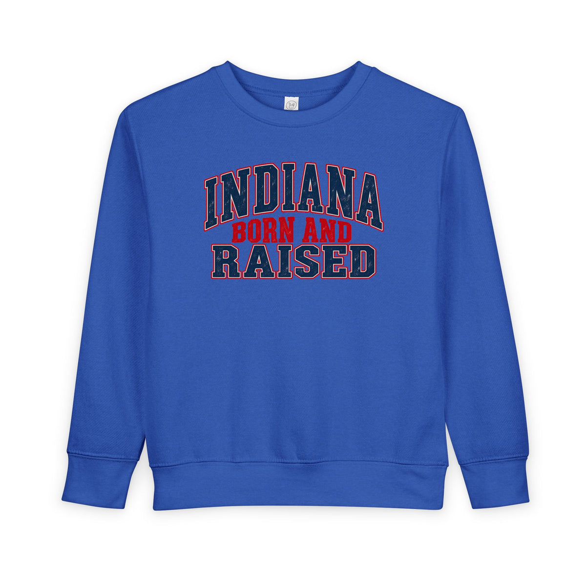 Indiana Born and Raised Bold Hometown Pride Unisex Toddler Sweatshirt