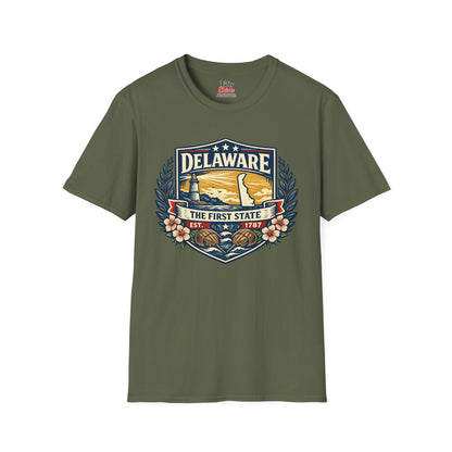 Delaware Heritage Badge Unisex Softstyle T Shirt State Pride Graphic Tee Collections FS03