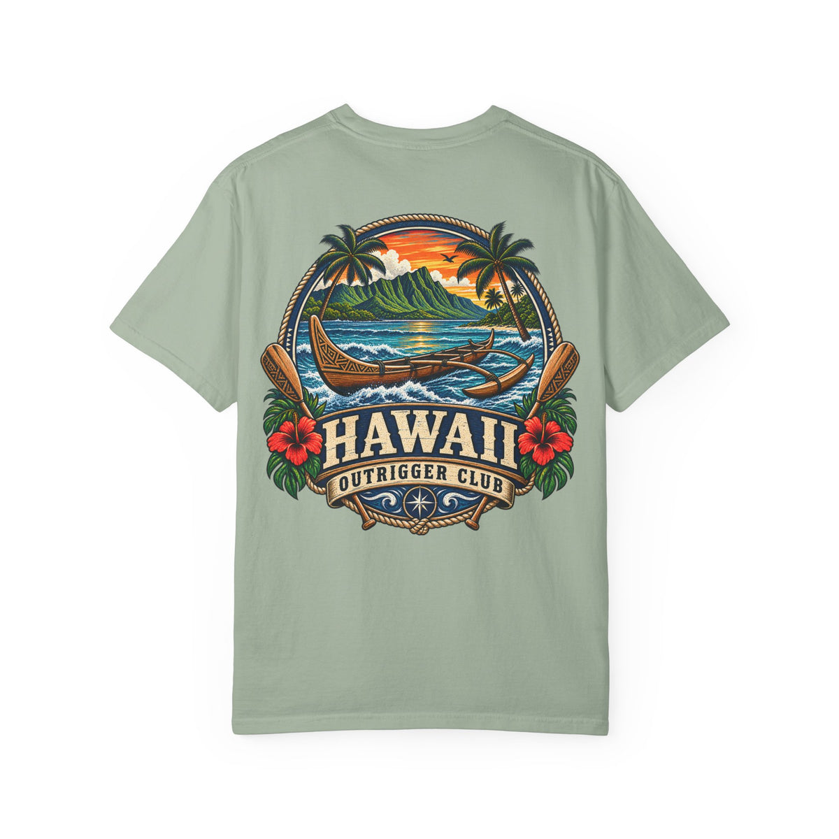 Hawaii Outrigger Club Unisex Comfort Color 1717 Streetwear Graphic Tee