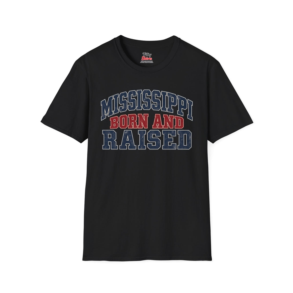 Mississippi Born and Raised Unisex Softstyle T Shirt State Name Graphic Tee
