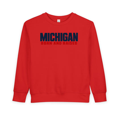 Michigan Born and Raised Minimalist Unisex Toddler Sweatshirt
