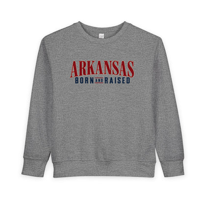 Arkansas Born and Raised Minimal Heritage Luxury Unisex Toddler Sweatshirt
