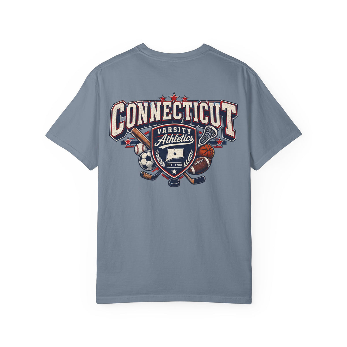 Connecticut Varsity Athletics  Unisex Comfort Color 1717 Streetwear Graphic Tee