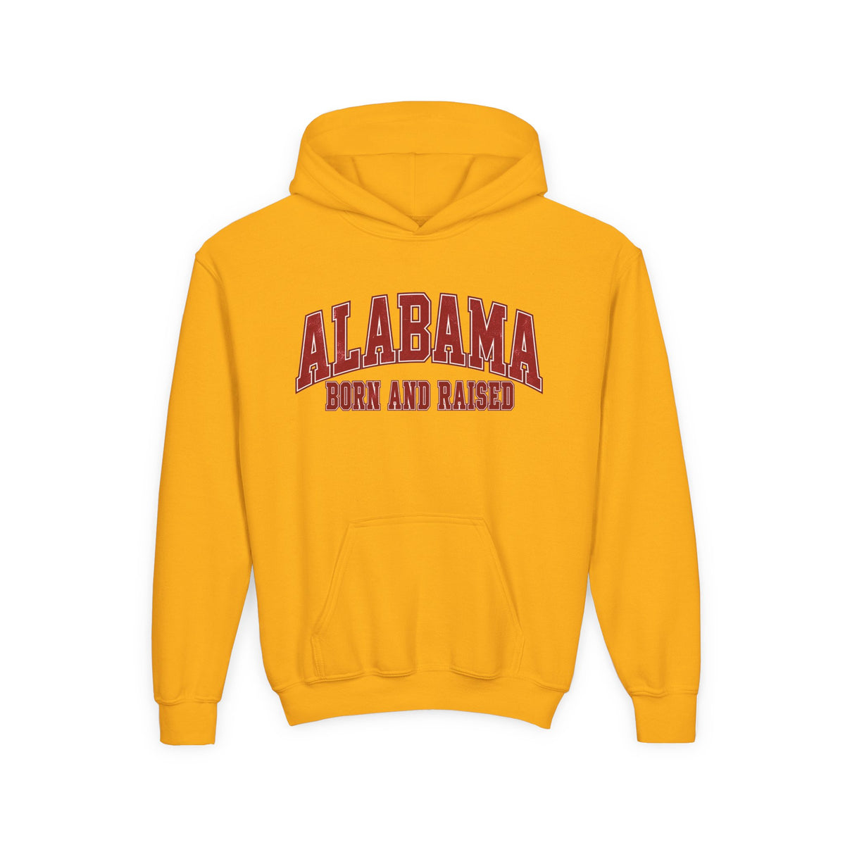 Alabama Born and Raised Collegiate Classic Unisex Youth Heavy Blend Hooded Sweatshirt Graphic