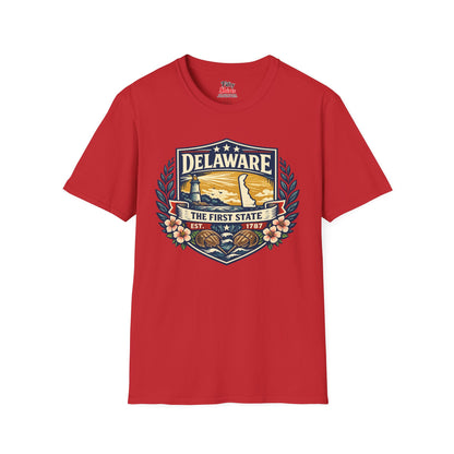 Delaware Heritage Badge Unisex Softstyle T Shirt State Pride Graphic Tee Collections FS03