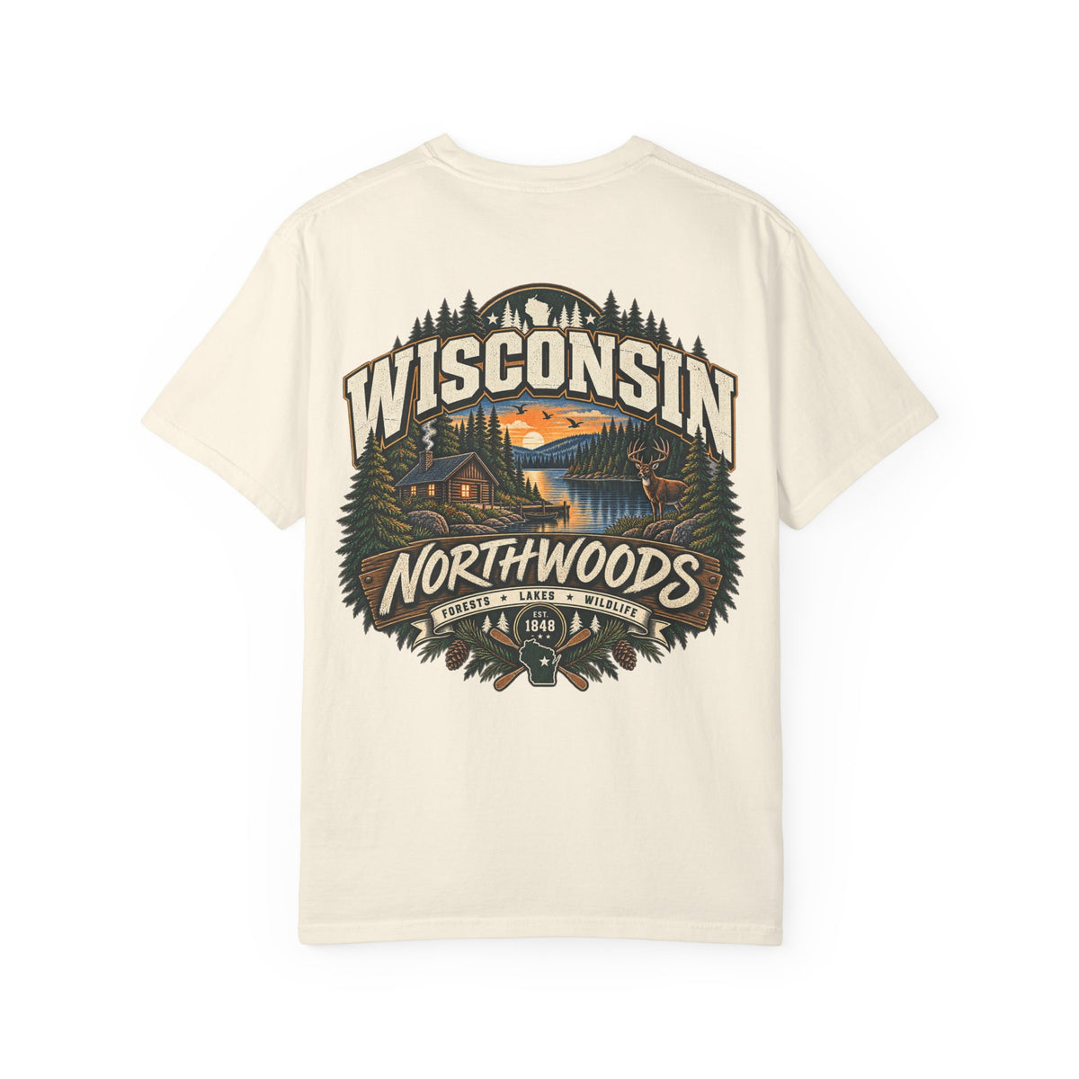 Wisconsin Northwoods Unisex Comfort Color 1717 Streetwear Graphic Tee