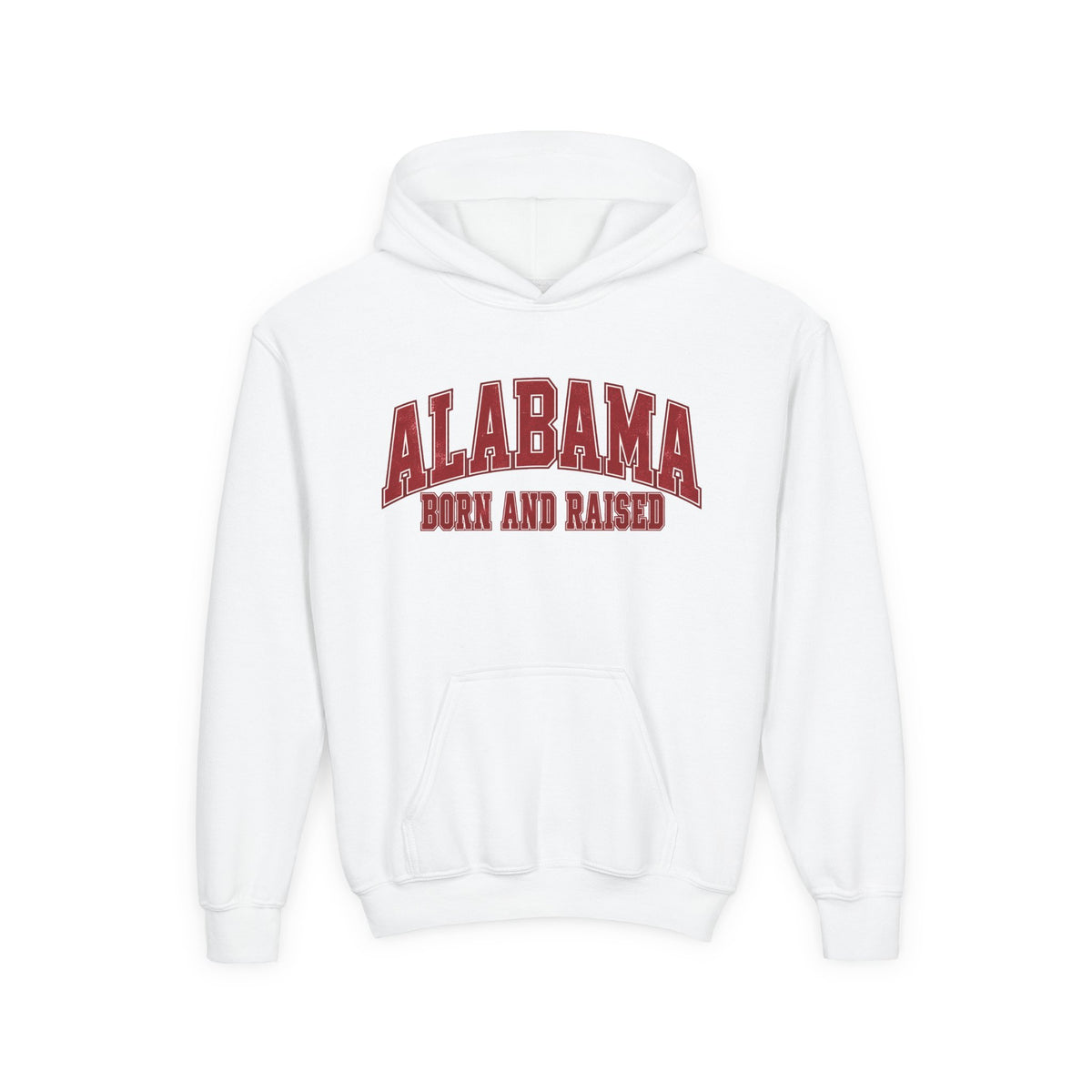 Alabama Born and Raised Collegiate Classic Unisex Youth Heavy Blend Hooded Sweatshirt Graphic