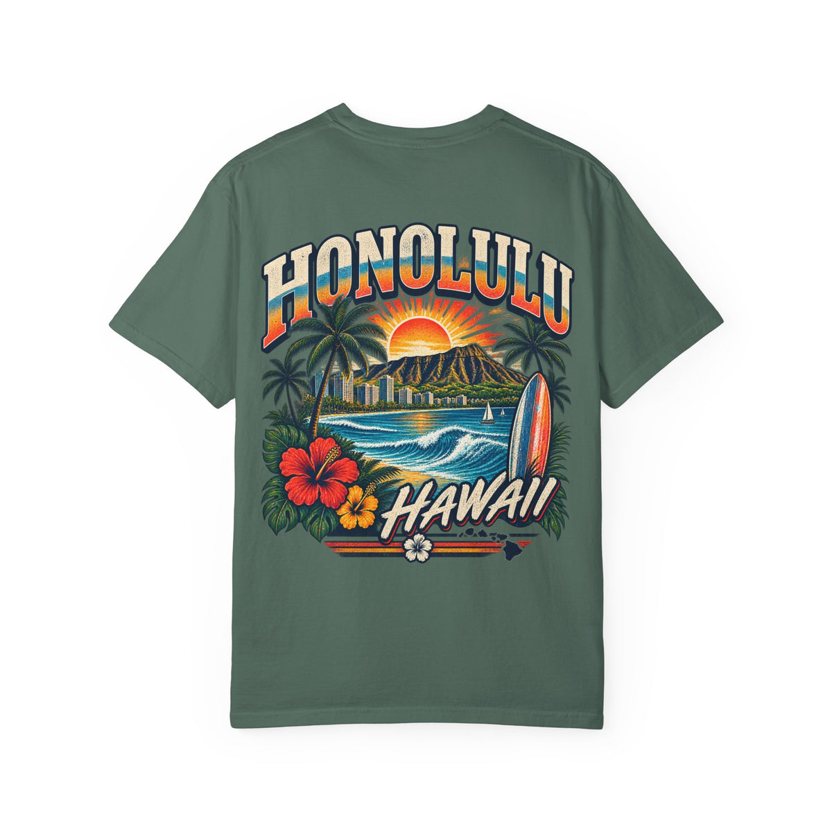 Honolulu Hawaii Unisex Comfort Color 1717 Streetwear Graphic Tee