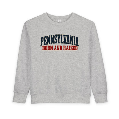 Pennsylvania Born and Raised Rust Belt Americana Unisex Toddler Sweatshirt
