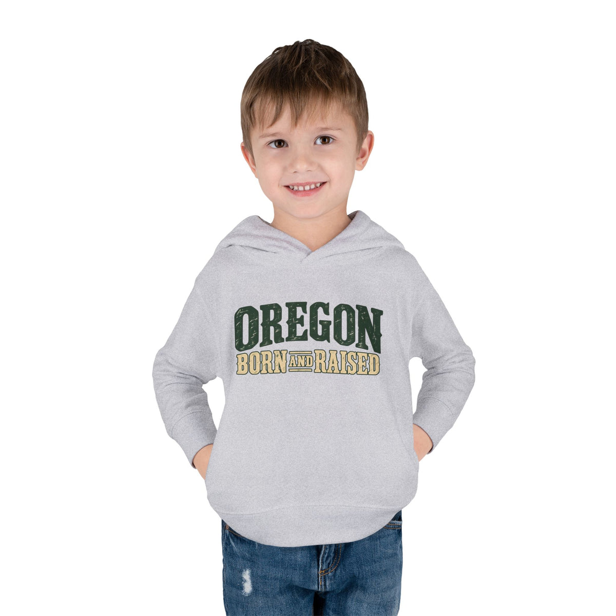 Oregon Born and Raised Rustic Pacific Northwest Unisex Toddler Pullover Fleece Hoodie