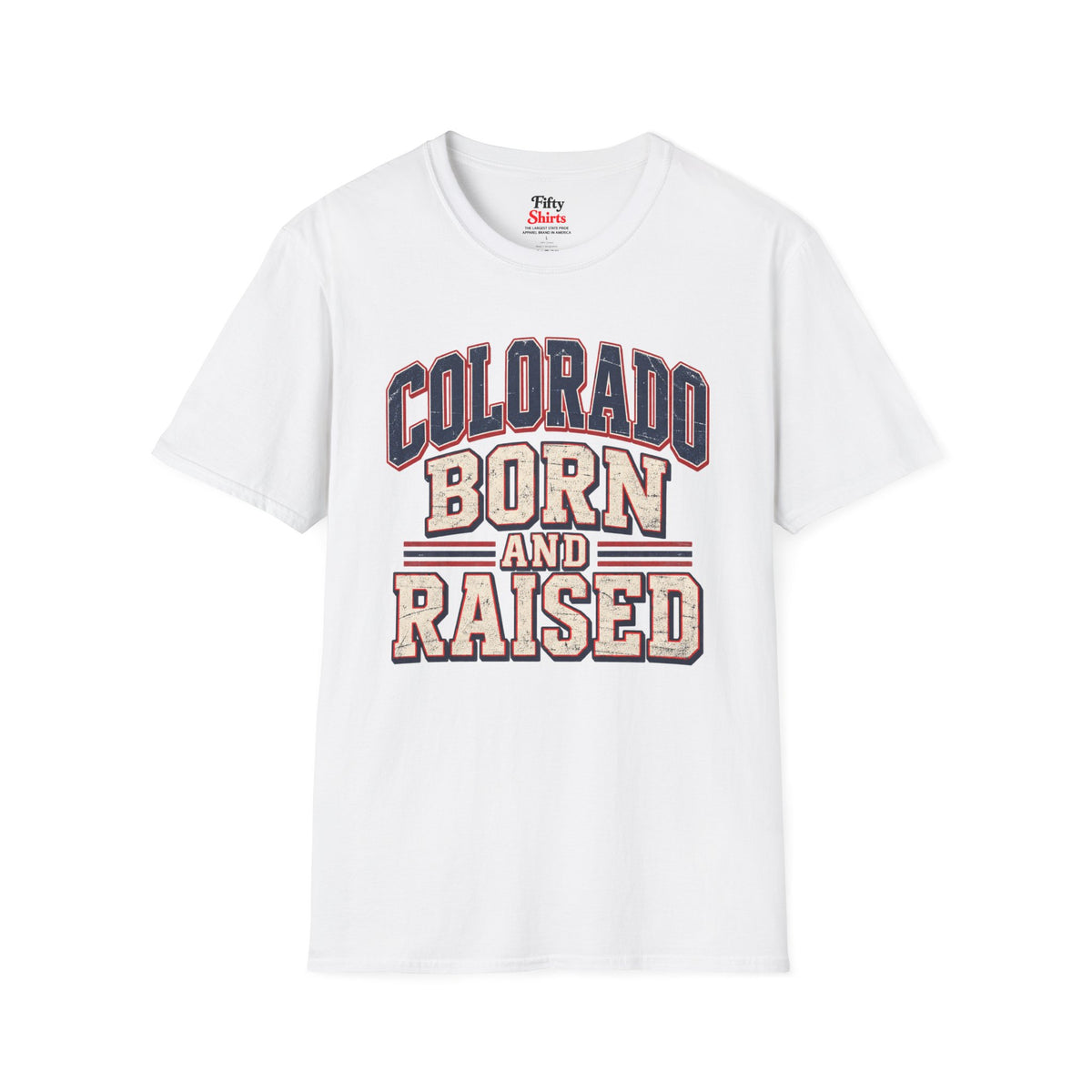 Colorado Born and Raised  Unisex Softstyle T Shirt State Name Graphic Tee