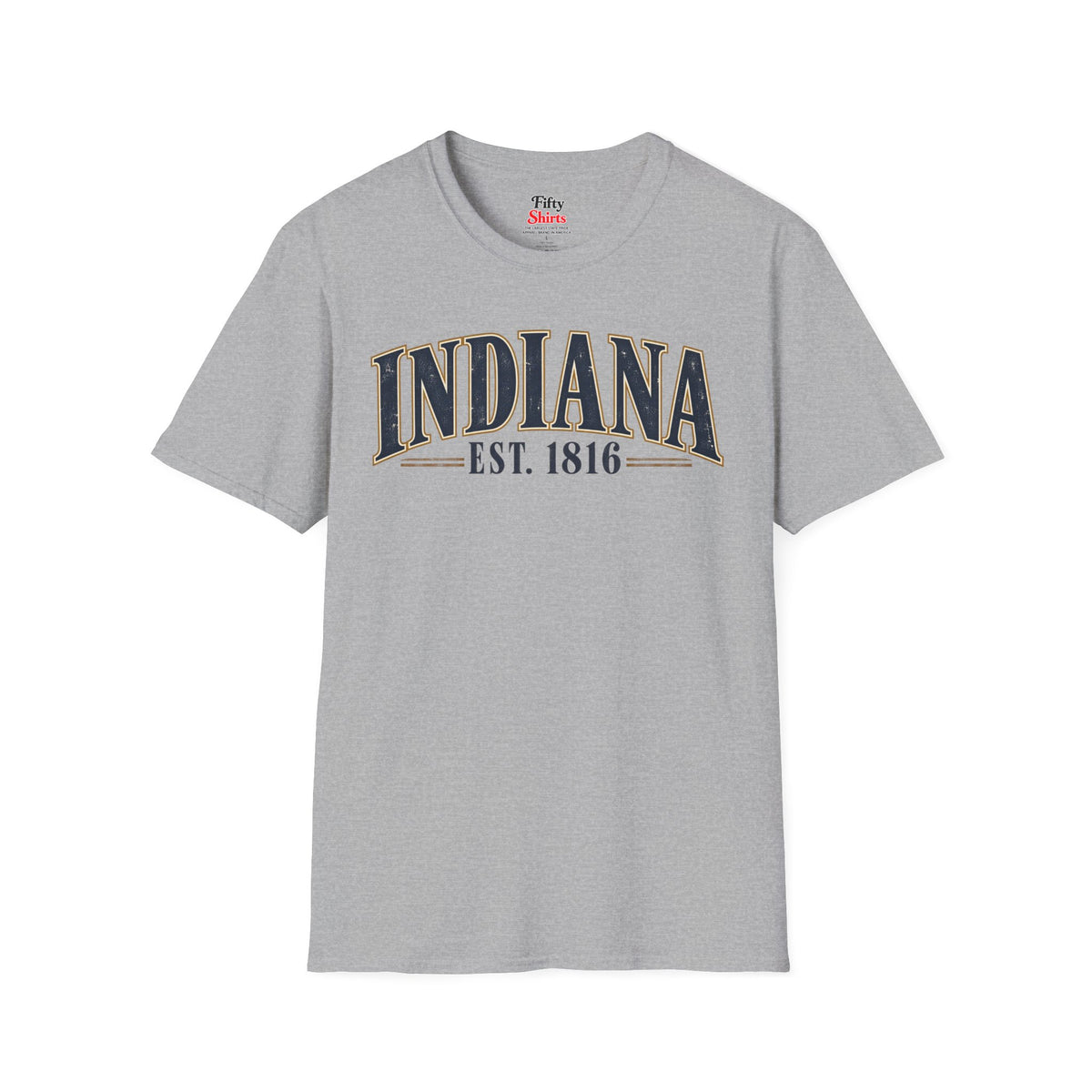 Indiana Est 1816 Unisex Softstyle T Shirt State Name Graphic Tee