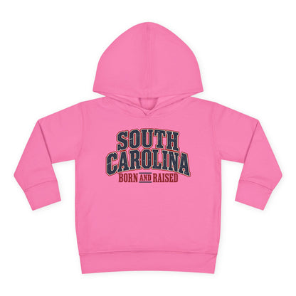 South Carolina Born and Raised Southern Americana Unisex Toddler Pullover Fleece Hoodie