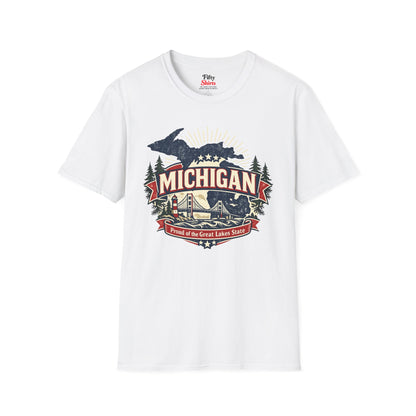 Michigan State Pride Unisex Softstyle T Shirt State Pride Graphic Tee Collections FS03
