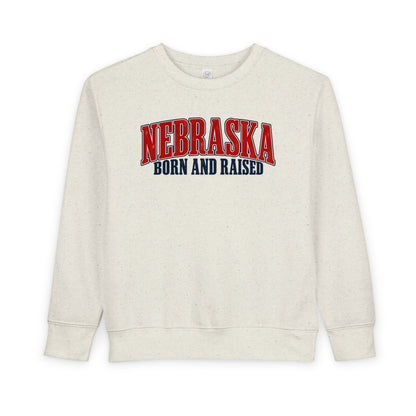 Nebraska Born and Raised Premium Heritage Label Unisex Toddler Sweatshirt Graphic