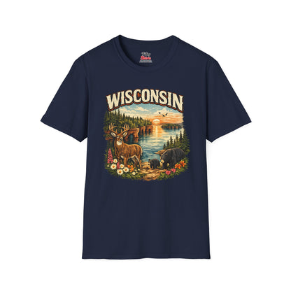Wisconsin Wildlife Unisex Softstyle T Shirt State Pride Graphic Tee Collections FS03