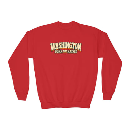Washington Born and Raised Vintage 1970s Unisex Youth Crewneck Sweatshirt Graphic