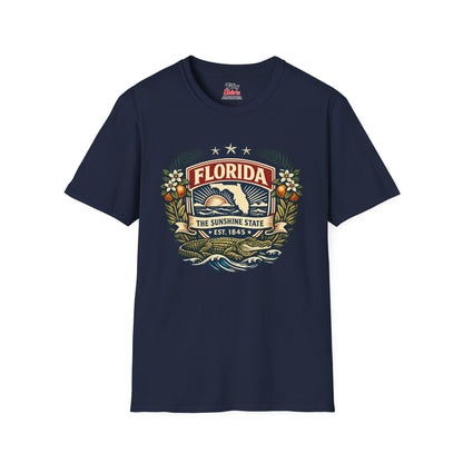 Florida Heritage Badge Unisex Softstyle T Shirt State Pride Graphic Tee Collections FS03