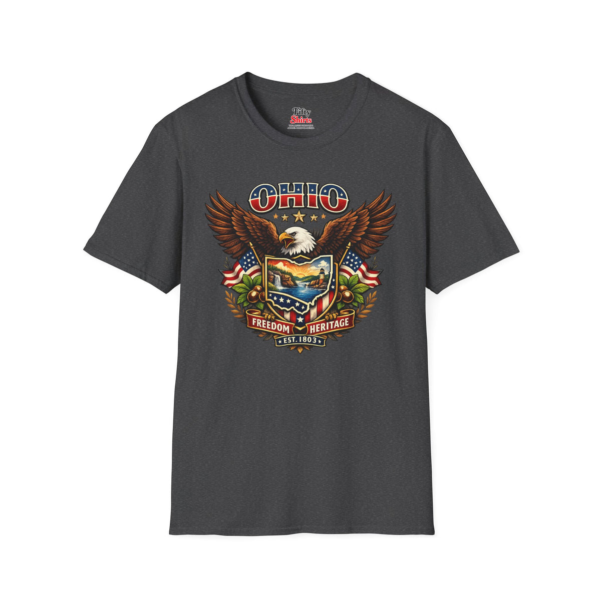 Ohio Americana Eagle Unisex Softstyle T Shirt State Pride Graphic Tee Collections FS03