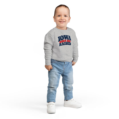 Iowa Born and Raised Retro 1970s Unisex Toddler Sweatshirt