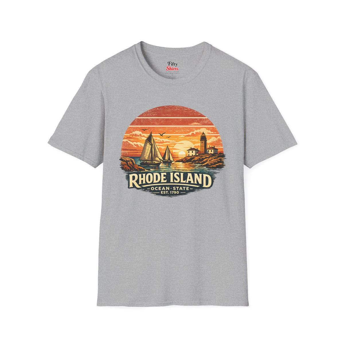 Rhode Island Coastal Sunset Unisex Softstyle T Shirt State Pride Graphic Tee Collections FS03