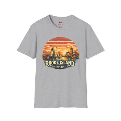 Rhode Island Coastal Sunset Unisex Softstyle T Shirt State Pride Graphic Tee Collections FS03