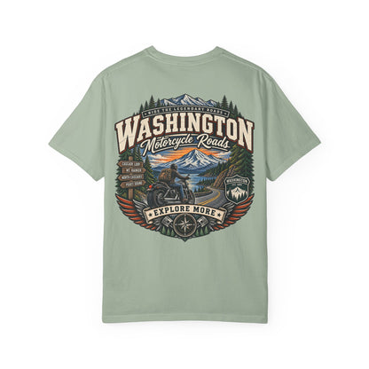 Washington Motorcycle Roads Unisex Comfort Color 1717 Streetwear Graphic Tee