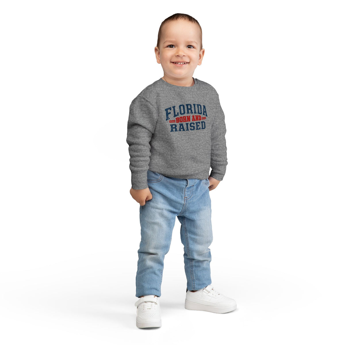 Florida Born and Raised Rustic Americana Unisex Toddler Sweatshirt