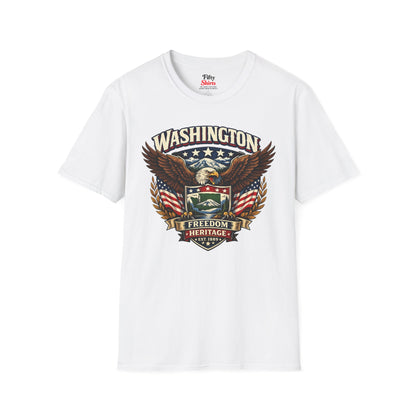 Washington Americana Eagle Unisex Softstyle T Shirt State Pride Graphic Tee Collections FS03
