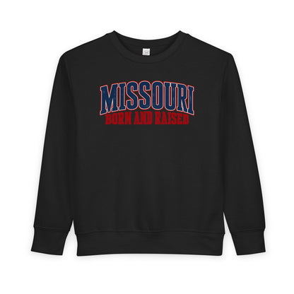 Missouri Born and Raised Vintage Americana Unisex Toddler Sweatshirt Graphic