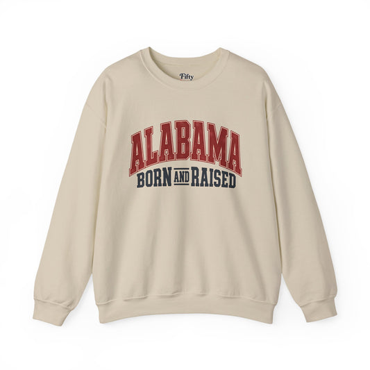 Alabama Born and Raised Vintage Athletic Heritage Unisex Sweatshirt Graphic