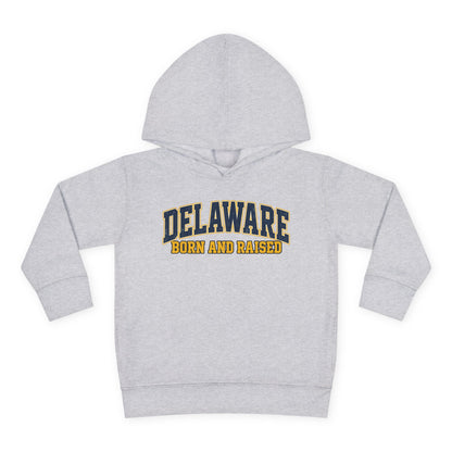 Delaware Born and Raised Old-School Athletic Unisex Toddler Pullover Fleece Hoodie
