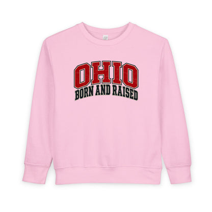 Ohio Born and Raised Old-School Athletic Unisex Toddler Sweatshirt