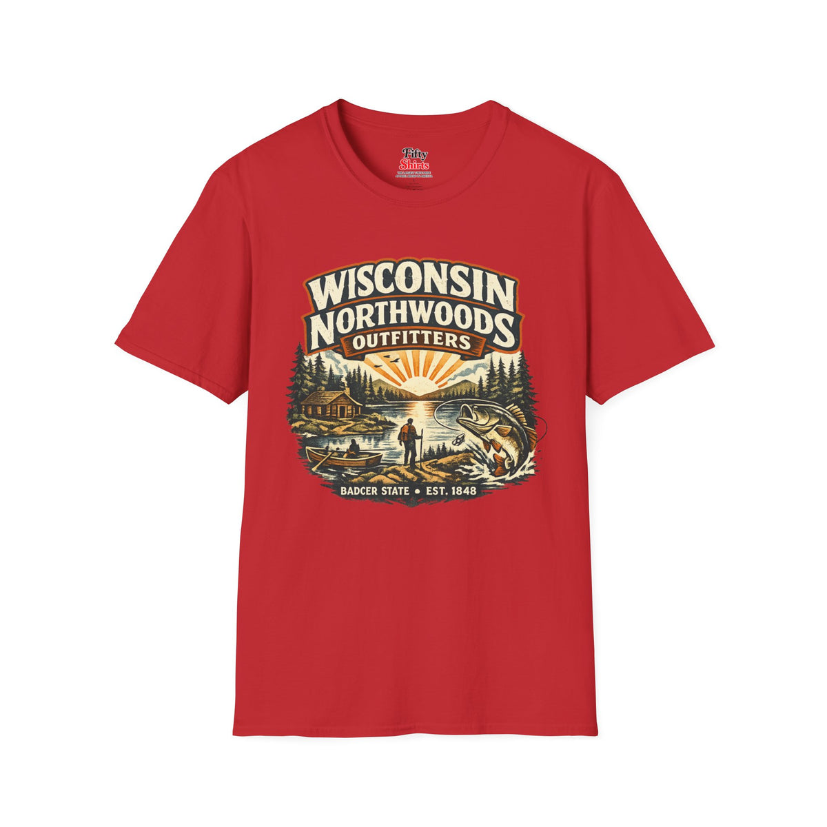 Wisconsin Northwoods Outfitters Unisex Softstyle T Shirt State Pride Graphic Tee Collections FS03