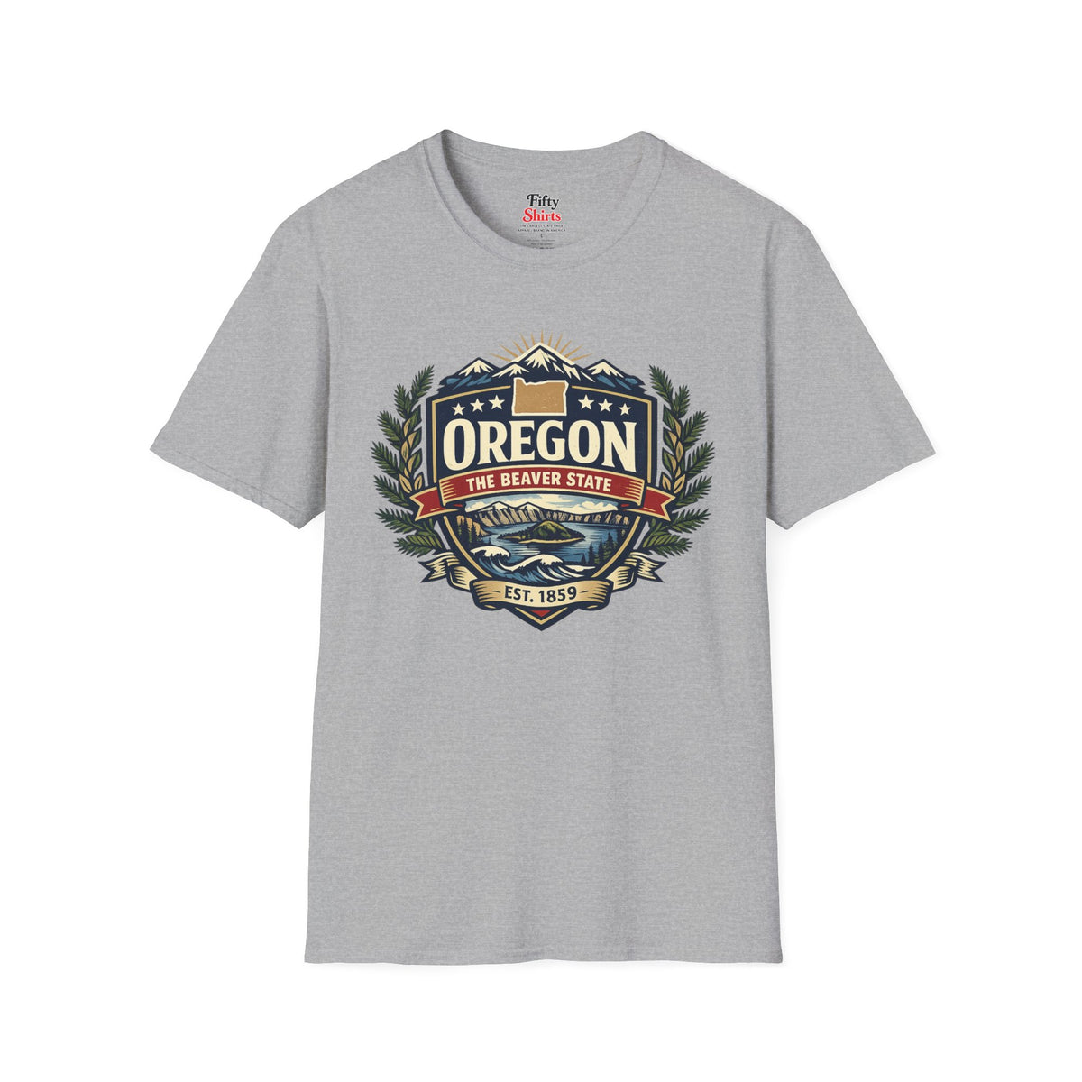 Oregon Heritage Badge Unisex Softstyle T Shirt State Pride Graphic Tee Collections FS03