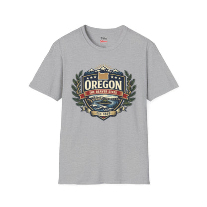Oregon Heritage Badge Unisex Softstyle T Shirt State Pride Graphic Tee Collections FS03
