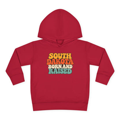 South Dakota Born and Raised Retro 1970s Unisex Toddler Pullover Fleece Hoodie