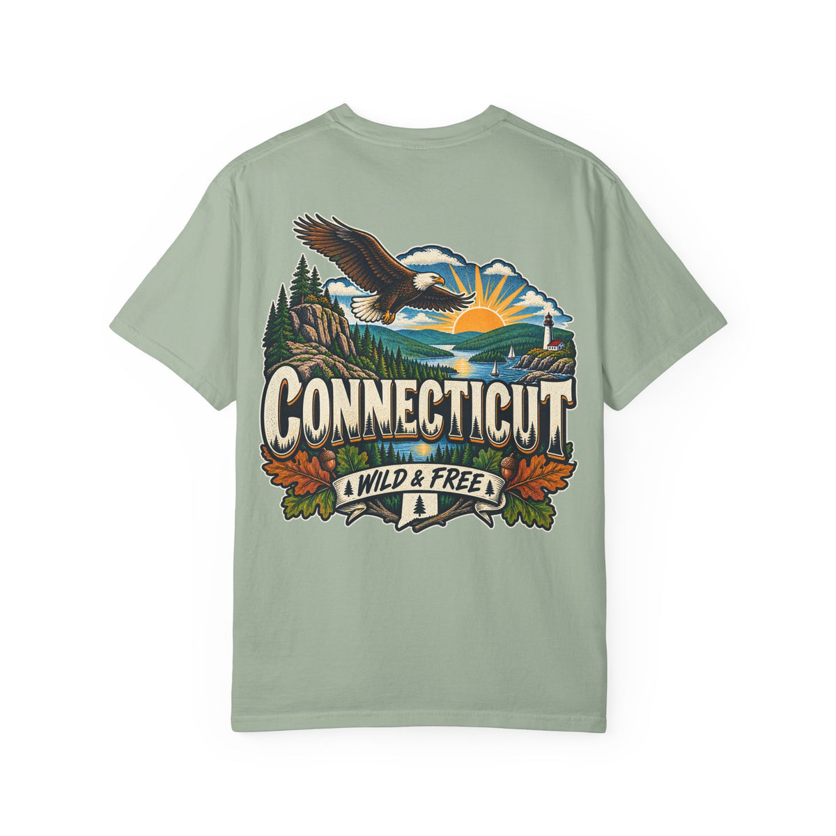 Connecticut Wild & Free  Unisex Comfort Color 1717 Streetwear Graphic Tee