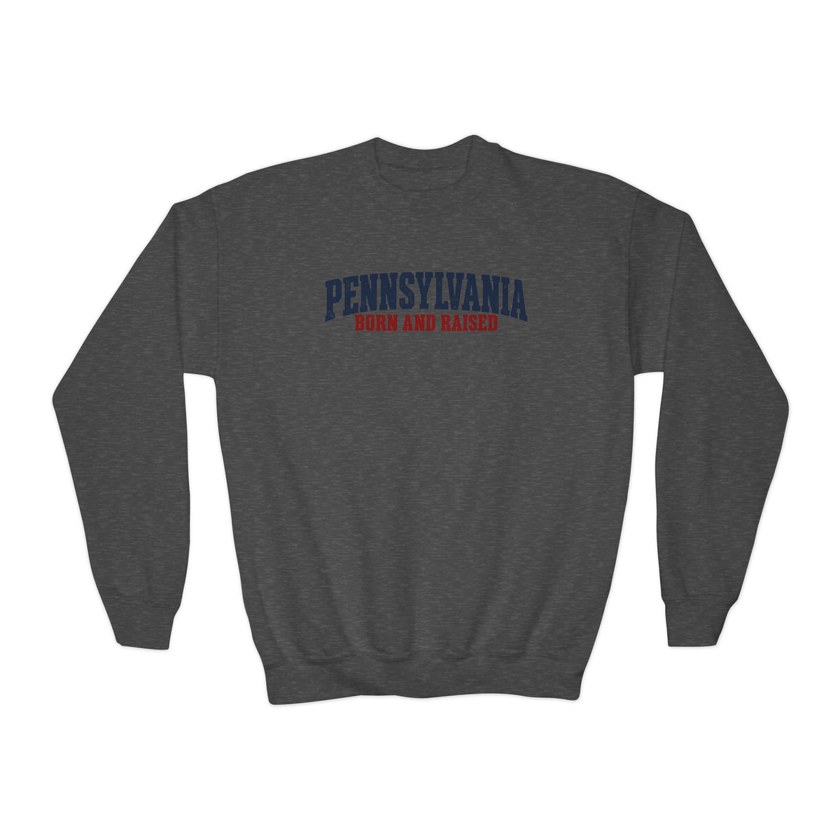 Pennsylvania Born and Raised Minimal Heritage Unisex Youth Crewneck Sweatshirt Graphic