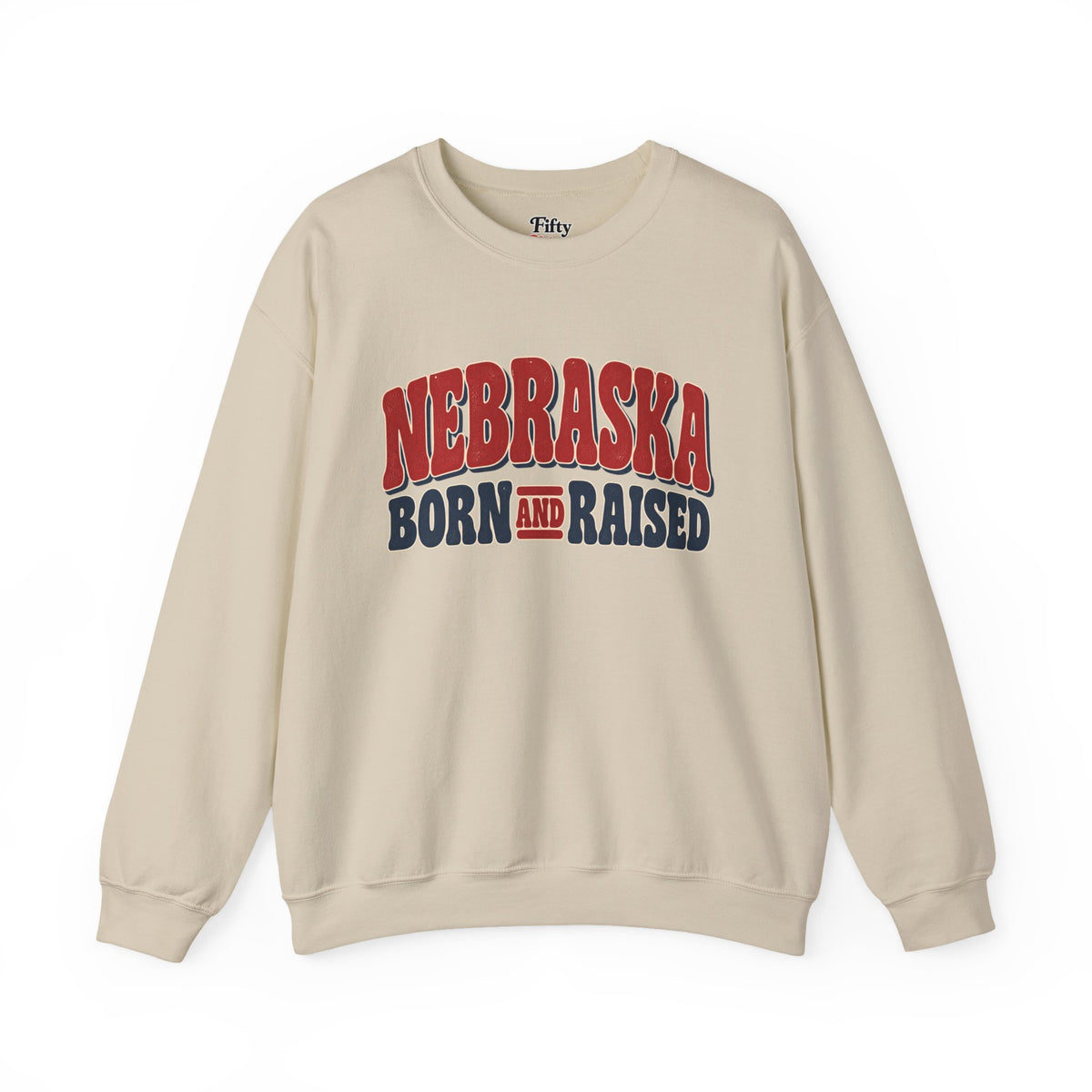 Nebraska Born and Raised Retro 1970s Unisex Sweatshirt Graphic
