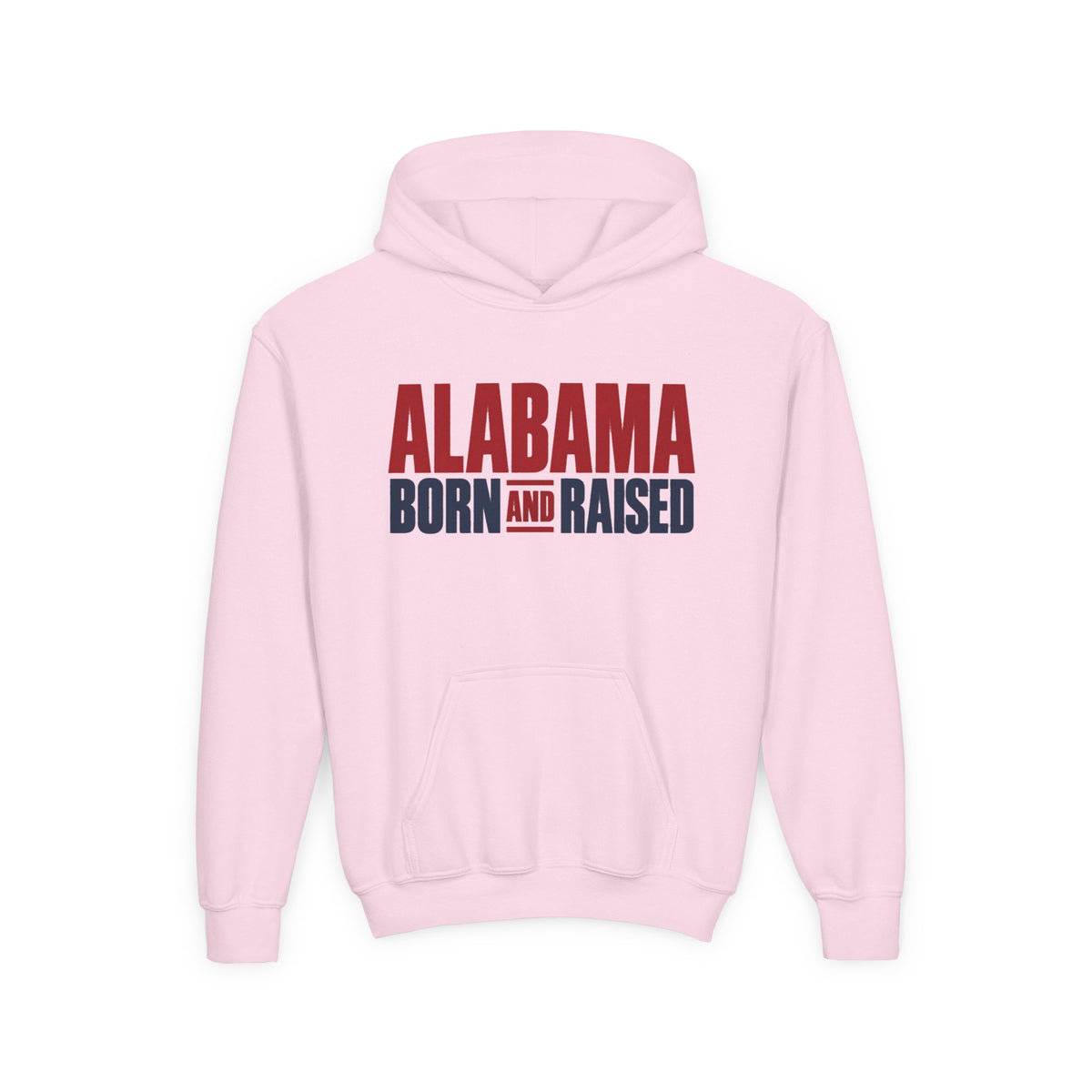 Alabama Born and Raised Minimal Heritage Unisex Youth Heavy Blend Hooded Sweatshirt Graphic