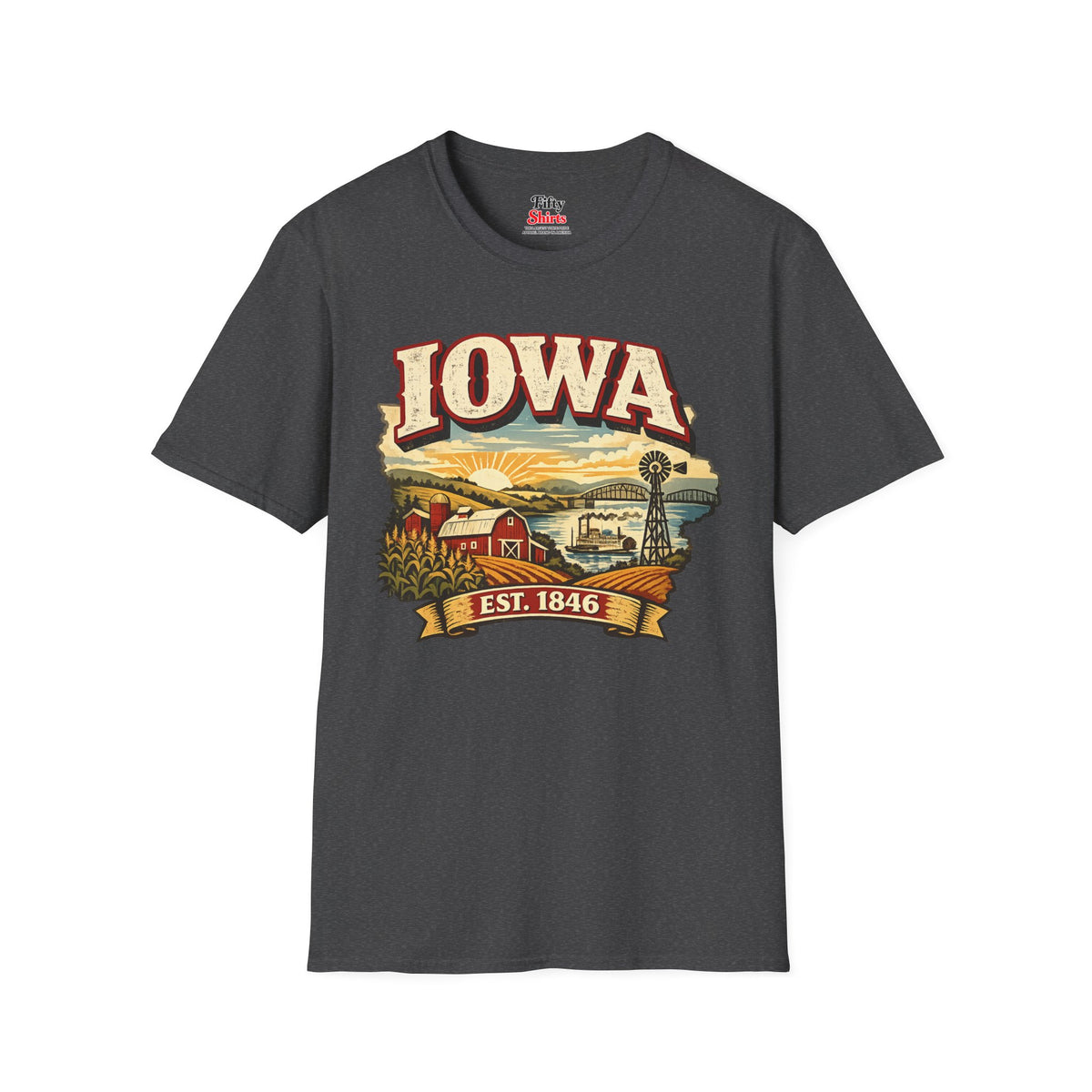 Vintage Iowa Heritage Unisex Softstyle T Shirt State Pride Graphic Tee Collections FS03