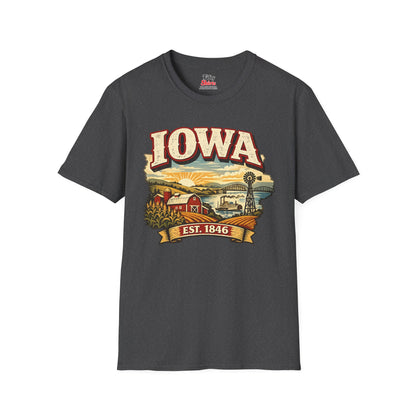 Vintage Iowa Heritage Unisex Softstyle T Shirt State Pride Graphic Tee Collections FS03