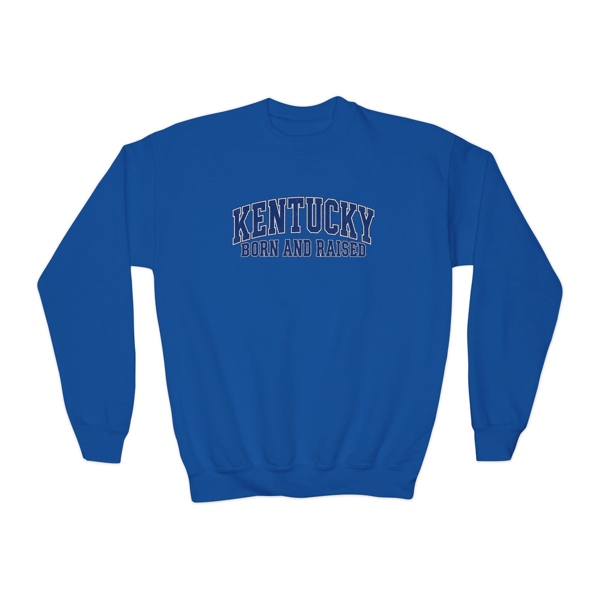 Kentucky Born and Raised Classic Collegiate Unisex Youth Crewneck Sweatshirt Graphic