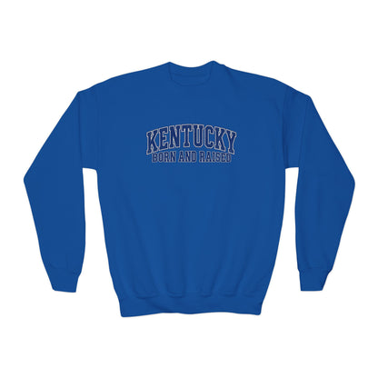 Kentucky Born and Raised Classic Collegiate Unisex Youth Crewneck Sweatshirt Graphic