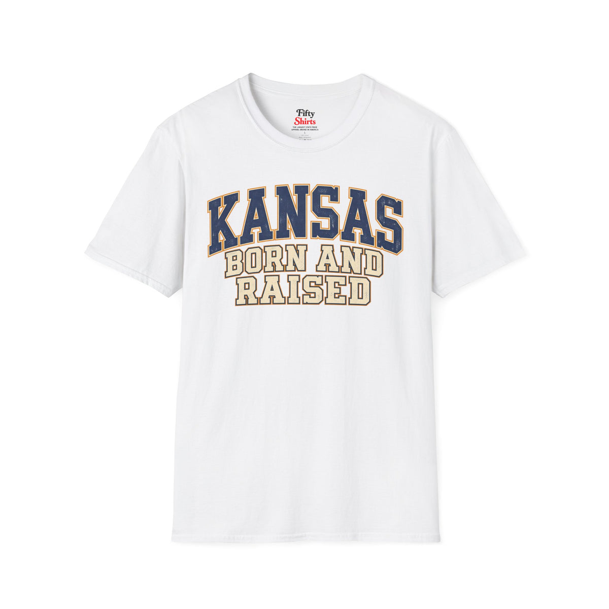 Kansas Born and Raised Unisex Softstyle T Shirt State Name Graphic Tee