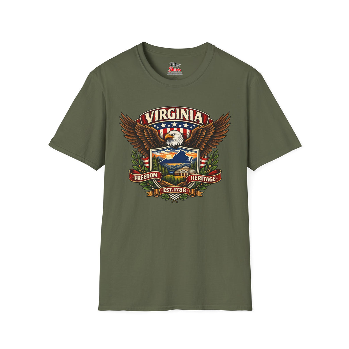 Virginia Americana Eagle Unisex Softstyle T Shirt State Pride Graphic Tee Collections FS03