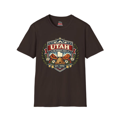 Utah Heritage Badge Unisex Softstyle T Shirt State Pride Graphic Tee Collections FS03