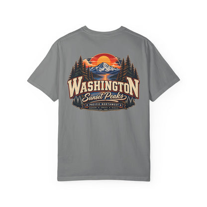 Washington Sunset Peaks Unisex Comfort Color 1717 Streetwear Graphic Tee