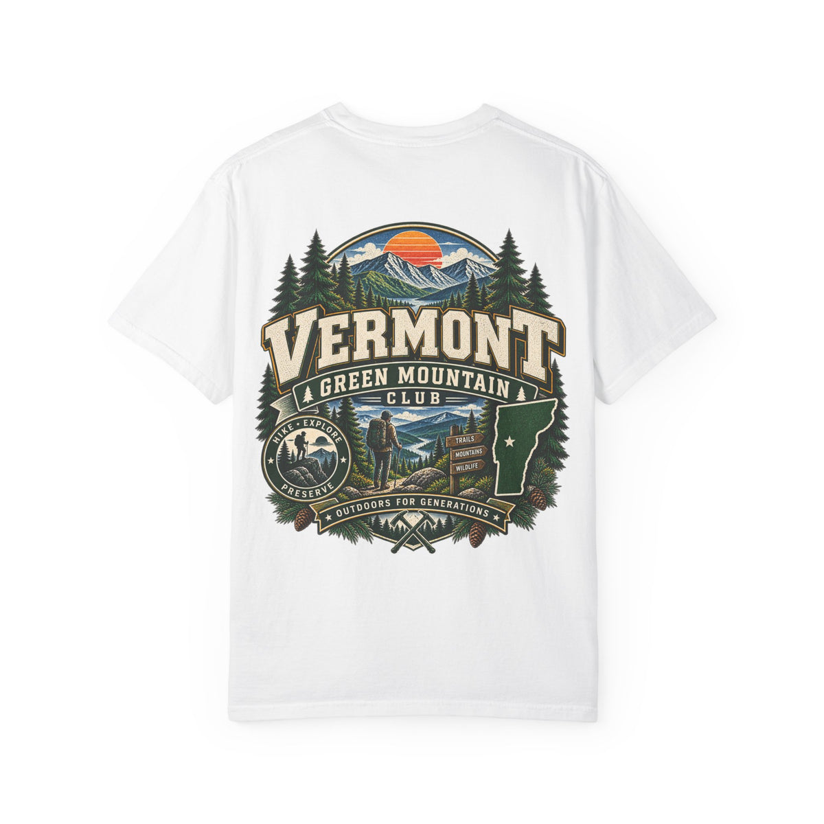 Vermont Green Mountain Club Unisex Comfort Color 1717 Streetwear Graphic Tee